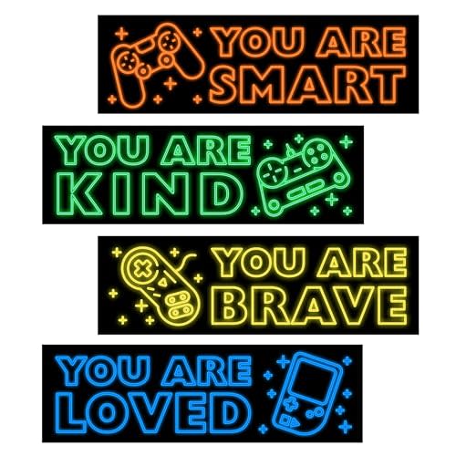 Game Wall Decals Glow in The Dark, Gamer Sticker Inspirational Wall Decor for Boys Room, Kids Bedroom Playroom Nursery Decoration