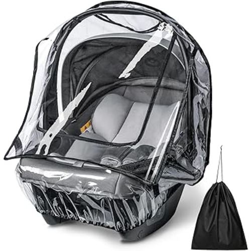 bemece Car Seat Rain Cover, Baby Car Seat Rain Cover Universal with Side Ventilation and Quick-Access Large Window, Protected from Rain, Snow, Wind and Dust, Baby Travel Accessories