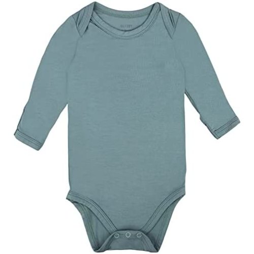 GUISBY Unisex Baby Rayon of Bamboo Snap Bodysuits, Long Sleeve with Mittens Cuffs Bodysuit