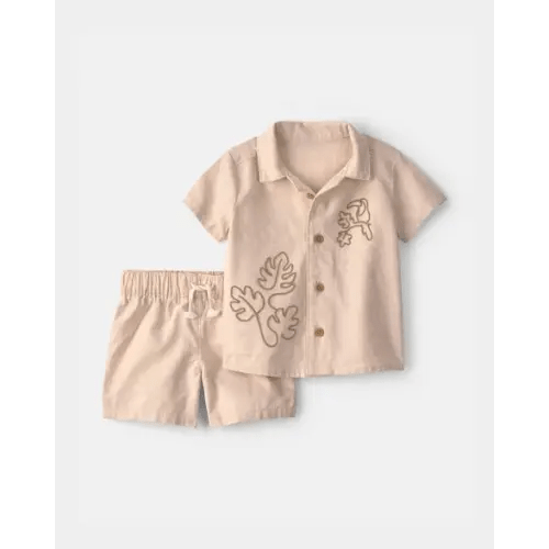 Baby 2-Piece Toucan Embroidered Top & Short Set - Khaki | Carter's - 12 Months