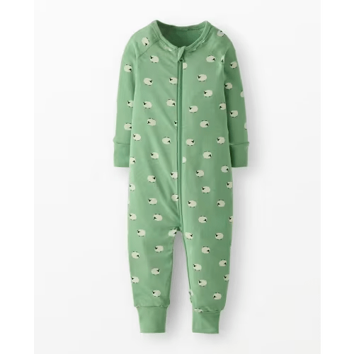 0-3M Tiny Sheep on Green - HannaSoft™ Stretch Sleeper