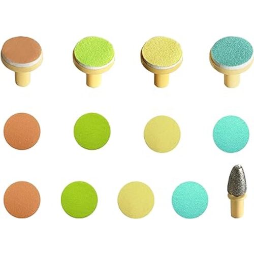 Electric Nail Trimmer Replacements,13 in 1- Baby Electric Nail Buffer Sandpaper Pads (Assorted Pads with Yellow Base)