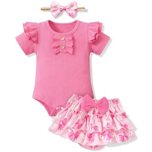 HONGTEYA Baby Girl Clothes Set Newborn Infant Summer Outfits With Headband