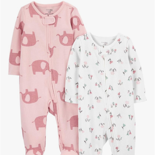 Simple Joys by Carter's Baby Girls' 2-way Zip Thermal Footed Sleep and Play, Pack of 2
