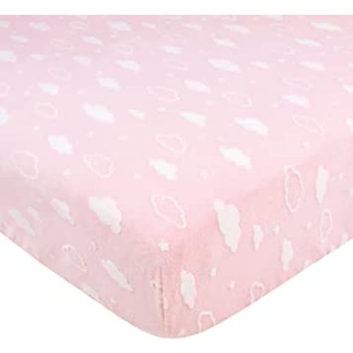 TL Care Heavenly Soft Chenille Fitted Crib Sheet 28" x 52", Warm and Cozy Neutral Chenille Sheet, Pink 3D Cloud, for Boys and Girls, Fits Crib and Toddler Bed mattresses