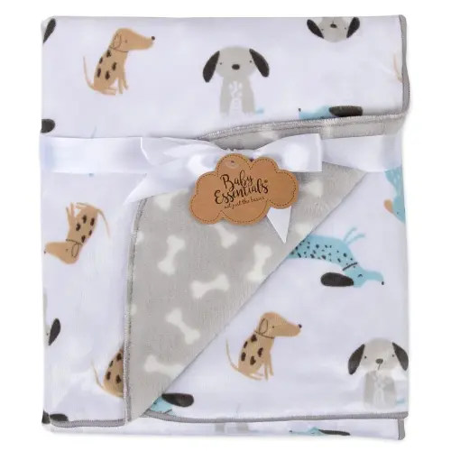 Sherpa Fleece Baby Blankets for Boys and Girls – Colorful, Reversible Baby Blankets for Newborns, Infants, Toddlers, and Nursery (Puppy Grey)