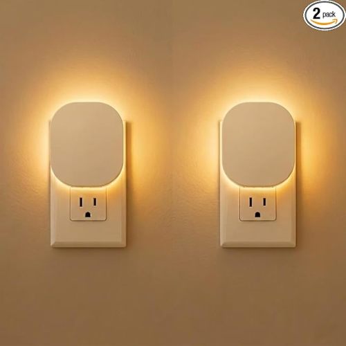Hiwrolat Plug-in LED Backlit Night Light with Motion Sensor & Dusk to Dawn Sensor, 2700K Soft Warm White Nightlight with Dimmable Brightness for Adults & Kids' Bedroom, Bathroom, Hallway, 2 Pack