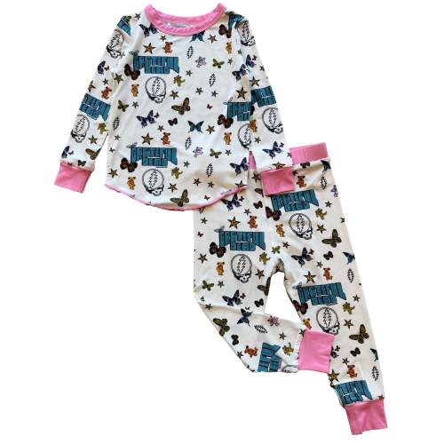Grateful Dead Bears & Butterflies Bamboo PJ Set - Pink