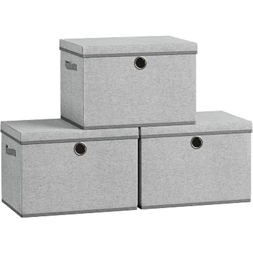 SONGMICS Set of 3 Storage Bins with Lids, 41 Quart Foldable Storage Boxes