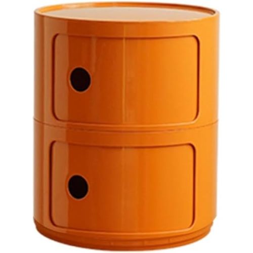 Round Nightstand with Drawers, Round Bedside Table 2/3/4 Tier Plastic Nightstand Storage, RoundStorage Cabinet with Sliding Door, Modern End Table Side Table, for Living Room, Bedroom, Bathroom