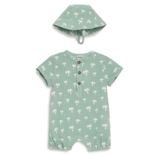 Cotton Gauze Romper & Hat Set