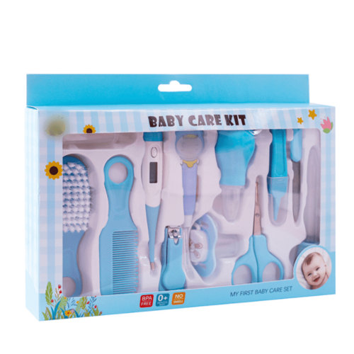 12 PCS Baby Healthcare Grooming Kits, Portable Newborn Baby Care Accessories, Safety Cutter Baby Nail Clipper Scissors Hair Comb Brush Nose Cleaner Safety,Baby Grooming Kit for Newborn Boy Girl,Blue