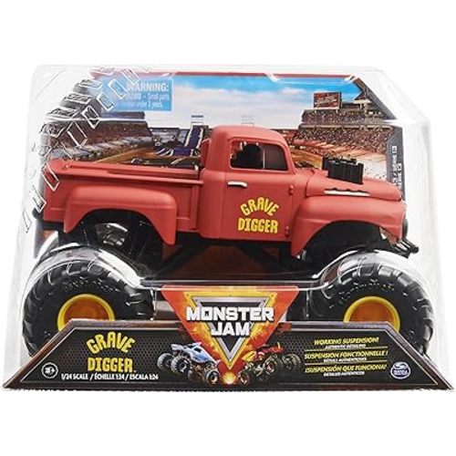 Monster Jam, Official Grave Digger Retro Monster Truck, Collector Die-Cast Vehicle, 1:24 Scale, Kids Toys for Boys Ages 3 and up