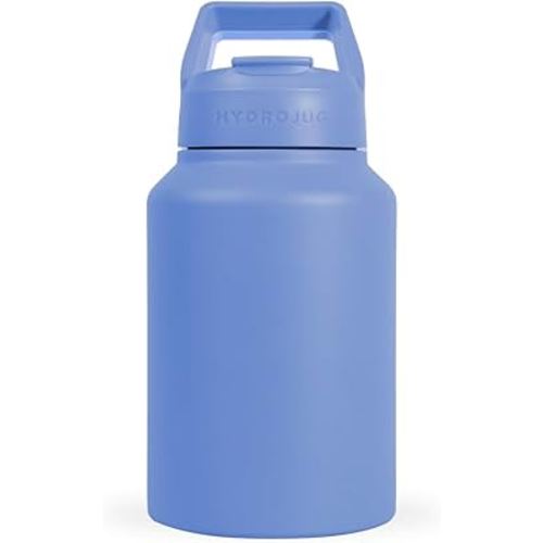 HydroJug Sport - Stainless Steel Tumbler with Straw, Vacuum Insulated, 64oz Leakproof Water Bottle, Ergonomic Design, Reusable, Dishwasher Safe, Rubber Base, Durable for Gym or Outdoors, Light Blue