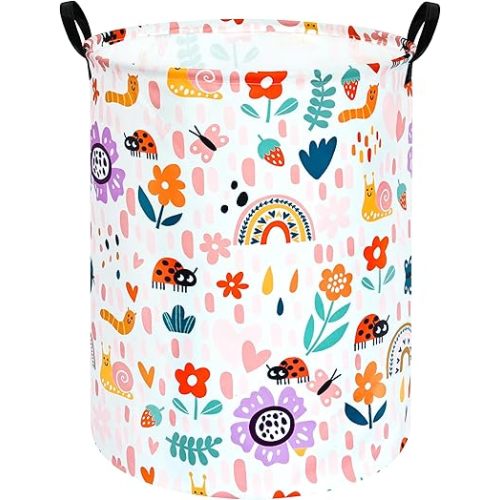 19.7 Inch Insect Series Childrens Bedroom Laundry Hamper Storage Basket Fabric Material Organization Basket, Storage Bin, Toy Box,Gift Basket with Handles for Room, Large, Ladybug