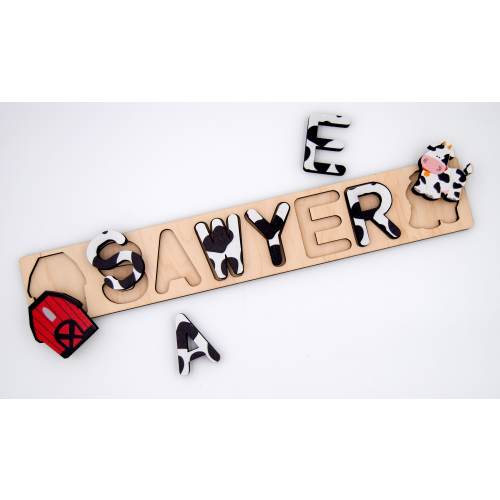 Cow name puzzle/ Holy cow I’m one/ Name puzzle / Toddler gift/ First birthday gift/ Gift for baby/ Farm puzzle