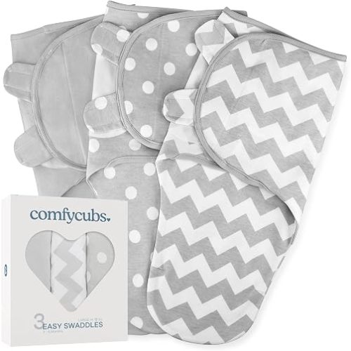 Comfy Cubs Easy Swaddle Blanket, 3 Pk Large - Baby Blanket Swaddle, Grey