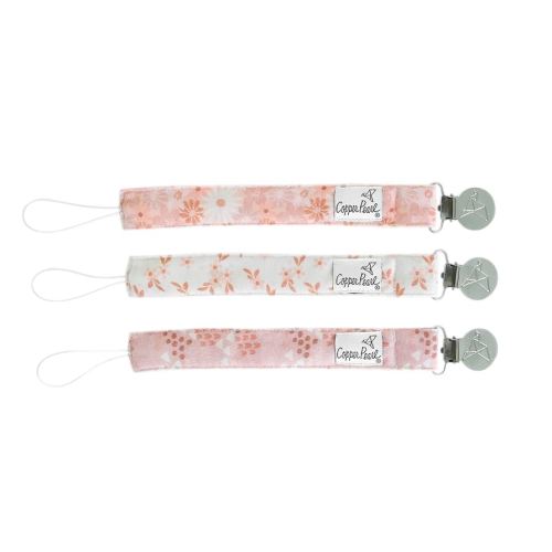 Copper Pearl Pacifier Clip 3-Pack: Premium Knit Binky Clips for Baby Girls and Boys - Stylish Stainless Steel Pacifier Holder Clip - Baby Pacifier Clips for No More Floor Drops - Rue