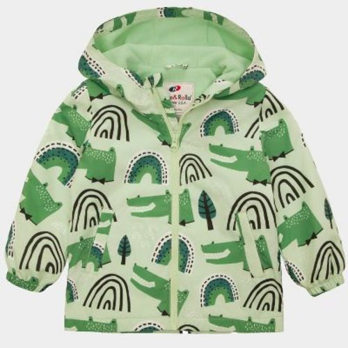 Rokka&Rolla Toddler Boys' Fleece Lined Full Zip Windbreaker Rain Jacket-Crocodile, size 3T