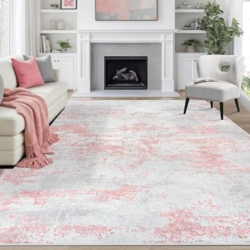 Aelenmu 8x10 Area Rugs for Living Room Washable Bedroom Dining Room Pink