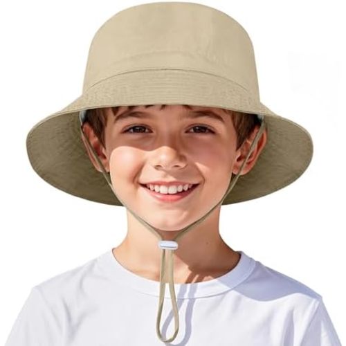 Zando (UPF50+) Baby Toddler Sun Hat - Girls Bucket Hat Wide Brim Adjustable Summer Beach Hat for Kids Boys Girls 0-8 T