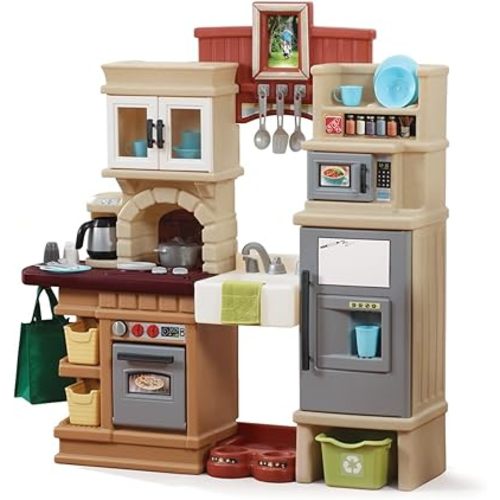 Step2 Heart of the Home Kids Kitchen Playset, Indoor/Outdoor Kitchenette, Interactive Play with Lights and Sounds, Made of Durable Plastic, Includes 40 Piece Toy Accessories, For Toddlers 2+ Years Old