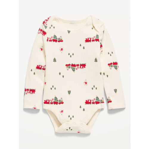 SoftMode Printed Long-Sleeve Ribbed Bodysuit for Baby