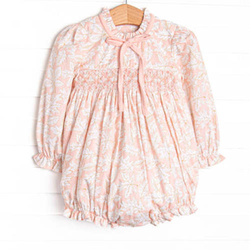 Crisp Autumn Air Smocked Bubble, Pink – Stitchy Fish, 12m