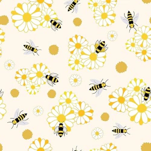 Peel and Stick Wallpaper Bees and Floral Decor Wall Paper Self Adhesive 17.7"x118.1"