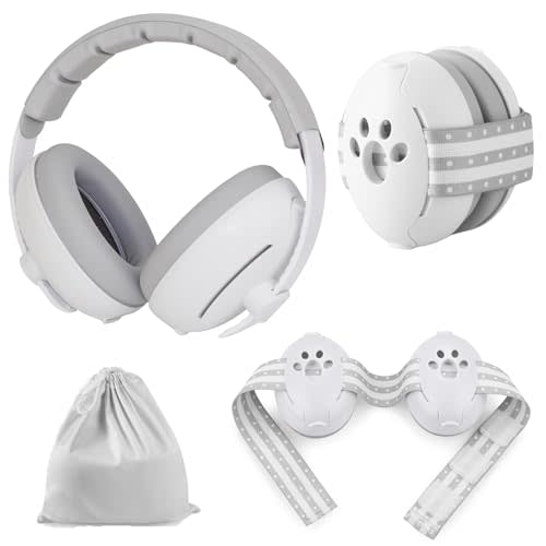 PandaEar Baby Ear Protection, Noise Cancelling Headphones for Babies with Adjustable Headband Noise Reduction Earmuffs for Infant and Toddlers 0-36 Months(Gray)