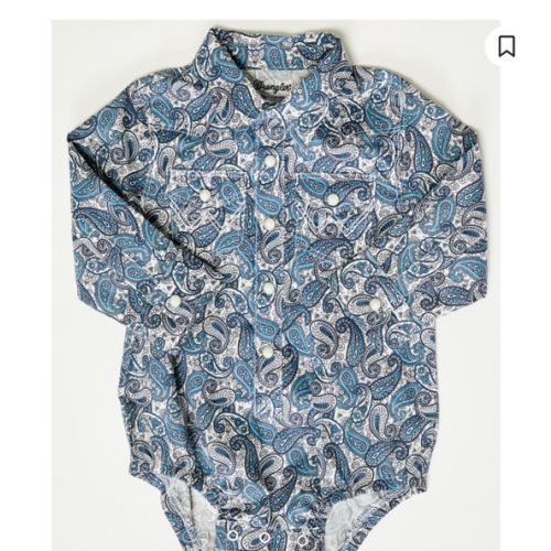 Wrangler Infant Boys' Paisley Print Long Sleeve Snap Stretch Onesie