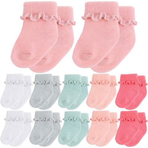 Toulite Classic 12 Pair Preemie Newborn Socks 3-6M Light