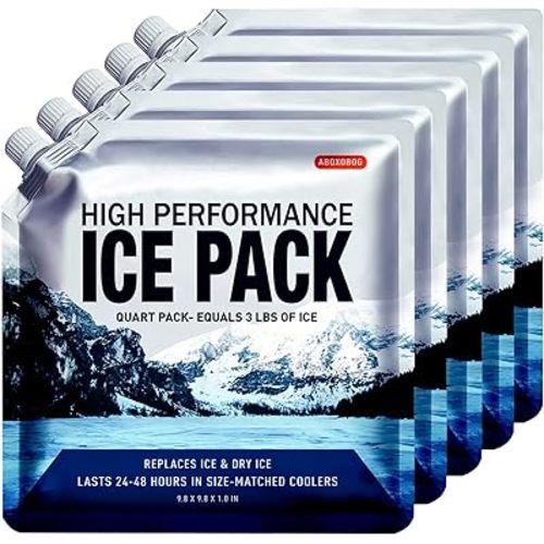 Reusable Ice Packs for Coolers Long Lasting Gel Freezer Packs for Cooler Bag Backpacks, Lunch Box, Cooler Bag, Keeps Food Cold Fresh (Set of 5)