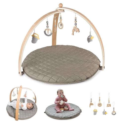 Baby Play Gym & Activity Mat with Toys Hanging - Baby Floor Playmat for Tummy Time, Motor Skills & Sensory Development - Newborn, Infant & Baby Gift