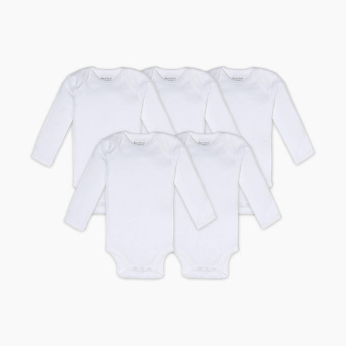 Burt's Bees Baby Organic Long Sleeve Bodysuit (5 Pack) - Cloud, 0-3 M