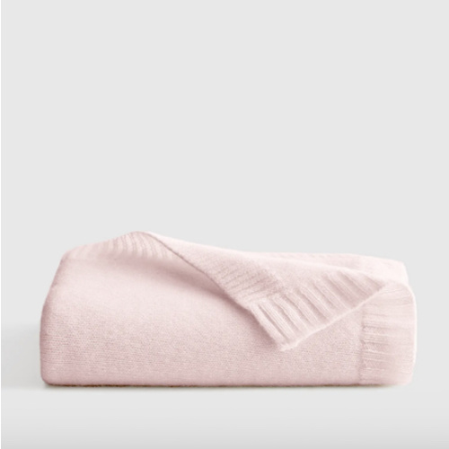 Luxe Knit Cashmere Baby Blanket in Minimal Pink