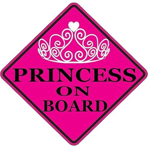 Rogue River Tactical Pink Princess On Board Sticker Car Window Decal Bumper for Girl Daughter Vehicle Safety Sign Truck SUV (1)