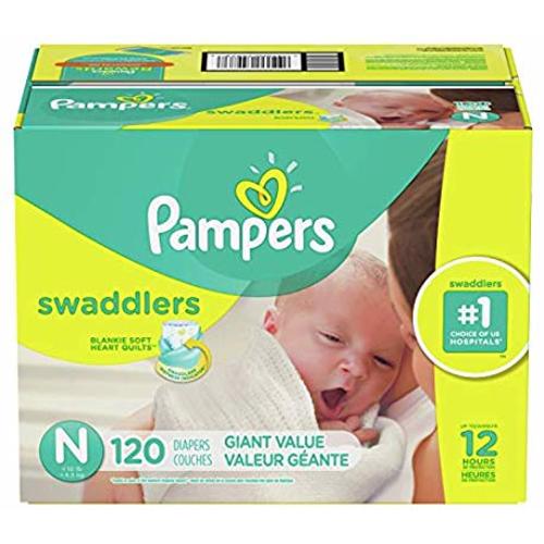 Diapers Newborn / Size 0 (< 10 lb), 120 Count - Pampers Swaddlers Disposable Baby Diapers, ONE MONTH SUPPLY