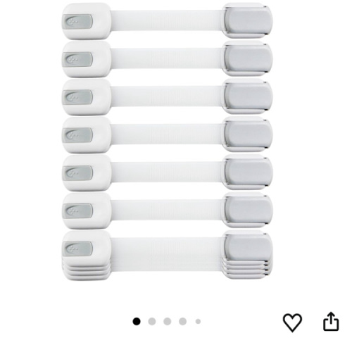 Child Safety Strap Locks (10 Pack) Baby Locks for Cabinets and Drawers, Toilet, Fridge & More. 3M Adhesive Pads. Easy Installation, No Drilling Required, White/Gray