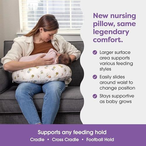 Boppy Nursing Pillow - Ergonomic Bottle & Breastfeeding Pillow with High, Firm, Large Area, Water-Repellent Cushion with Washable Cover; Baby Safety Alliance Verified - Tan Happy Houseplants