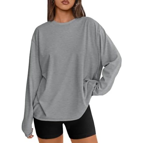 Trendy Queen Womens Spring Tops Oversized Long Sleeve T Shirts 2026 Basic Tee Fall Casual Workout Y2K Clothes
