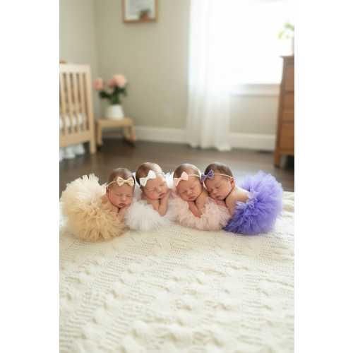 Newborn Tulle Tutu & Bow Headband Set | Baby Girl Photo Prop Outfit