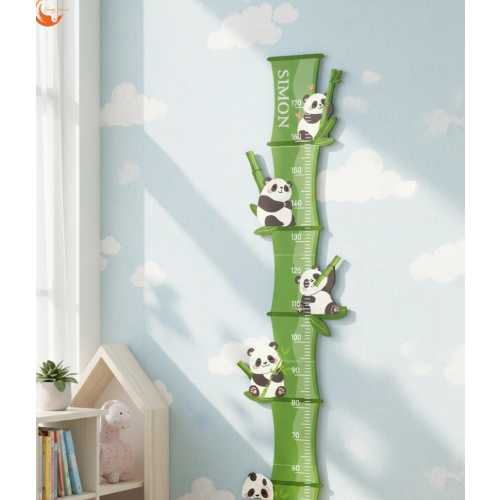 Panda Growth Chart Wall Decor for Kids | Bamboo Height Chart for Nursery & Kids Room | Cute Animal Height Ruler | Baby Shower Gift
