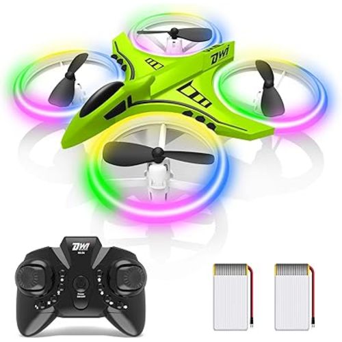 Dwi Dowellin Mini Drone for Kids Crash Proof LED Night Lights One Key Take Off Landing Flips RC Remote Control Small Flying Toys Drones for Beginners Boys and Girls Adults Nano Quadcopter, Green