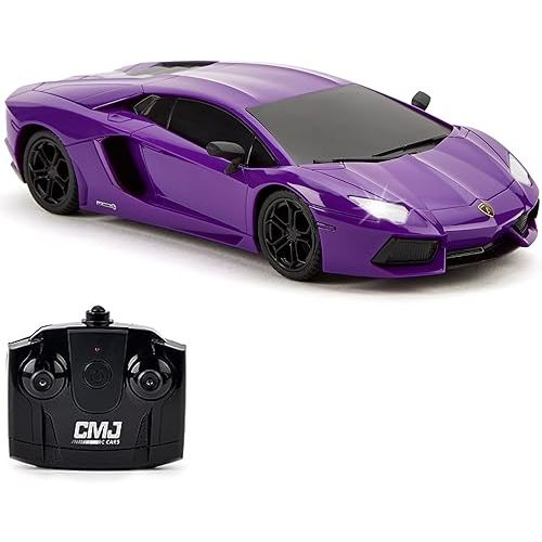 CMJ RC Cars Lamborghini LP700-4 Remote Control RC Car Officially Licensed 1:24 Scale Working Lights 2.4Ghz. Great Kids Play Toy Auto (Purple)