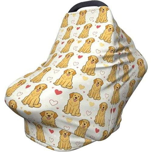 Golden Retriever Carseat Stroller Canopy Covers for Babies, Multi-Use Breathable Breastfeeding Cover, Baby Boys & Girls Dog Theme Stuff
