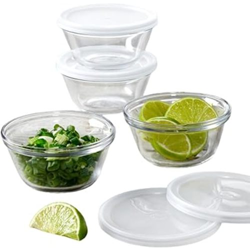 Anchor Hocking Glass Ramekins, 6 Ounce Glass Custard Cups with Lids, Set of 4