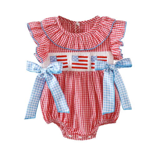 Zanarzt Girl Baby Clothes Baby Boy Girl 4th of July Outfit Infant Short Sleeve USA Bubble Romper Bodysuit Newborn Fourth of July Clothes Red,0-3 Months