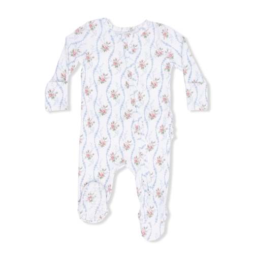 Angel Dear | Heirloom Rose Stripe 2 Way Ruffle Back Zipper Footie