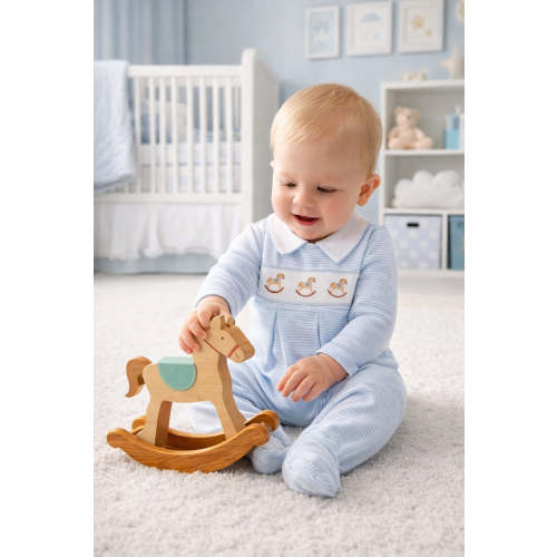 Baby Boy's Rocking Horser smocked footie
